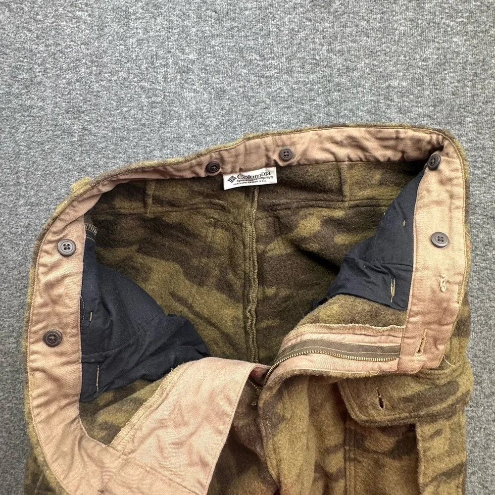 Columbia Cargo Pants Camo Wool Blend‎ Gallatin Range Sz 34x36 Hunting Vtg HM8040